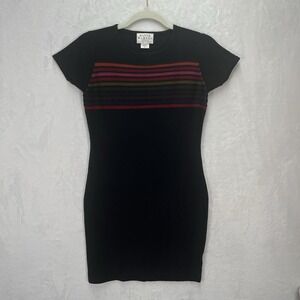 David Warren New York Wool Blend Sweater Dress Womens Petite P Colorful Stripe